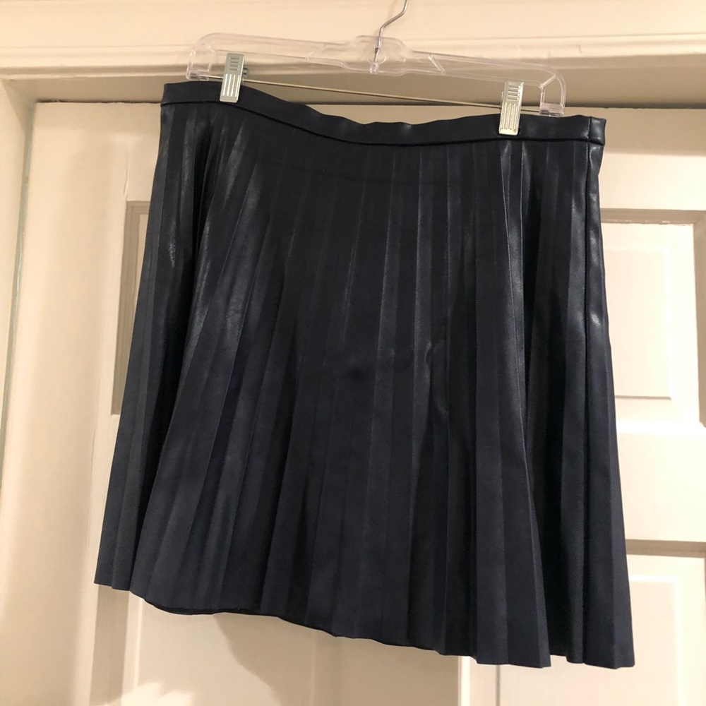 Navy “leather” JCrew pleated skirt